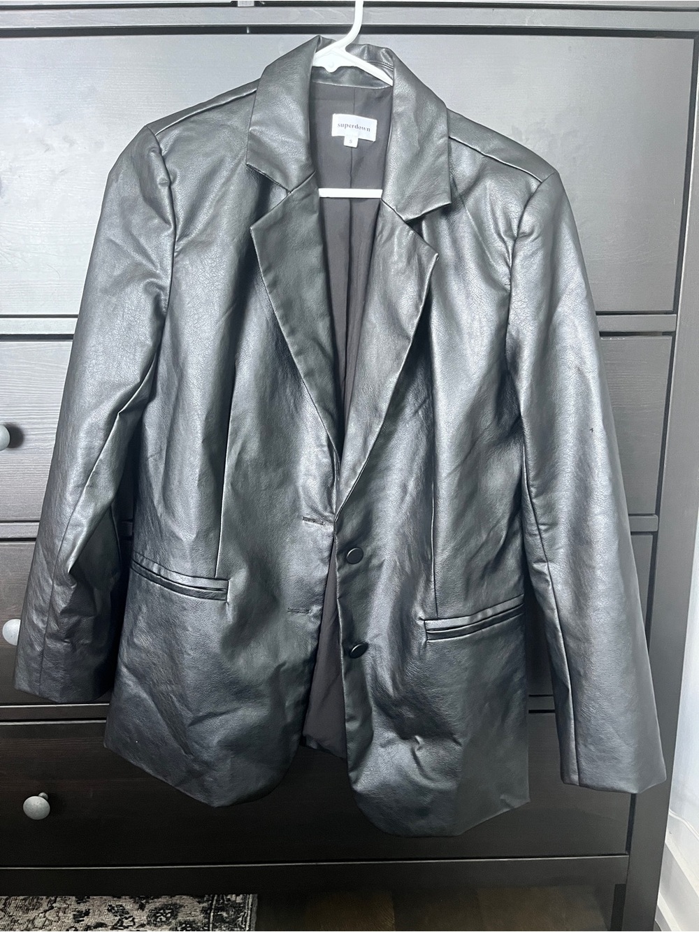 Superdown Black Marissa Faux Leather Blazer